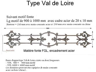 Barre d'appui fonte Val de Loire