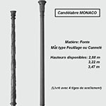 Candélabre extérieur lampadaire fonte modèle Monaco