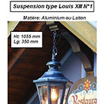 Luminaire extérieur suspension type Louis XIII n°1