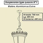 Luminaire extérieur suspension type Louvre n°1