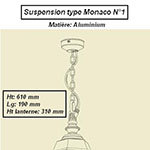 Luminaire extérieur suspension type Monaco n°1